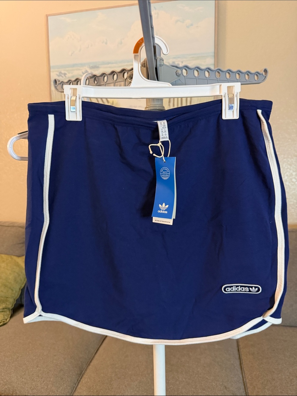 Adidas Originals Retro Blue White stripe & Logo Sporty Mini Skirt XL NWT - Picture 14 of 14